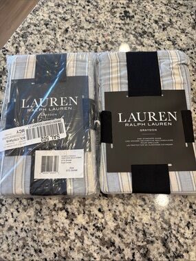 Lauren Ralph Lauren Graydon Blue & Cream Striped Standard Shams - Set of 2